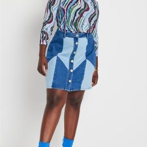 Eloquii Patchwork Denim Miniskirt